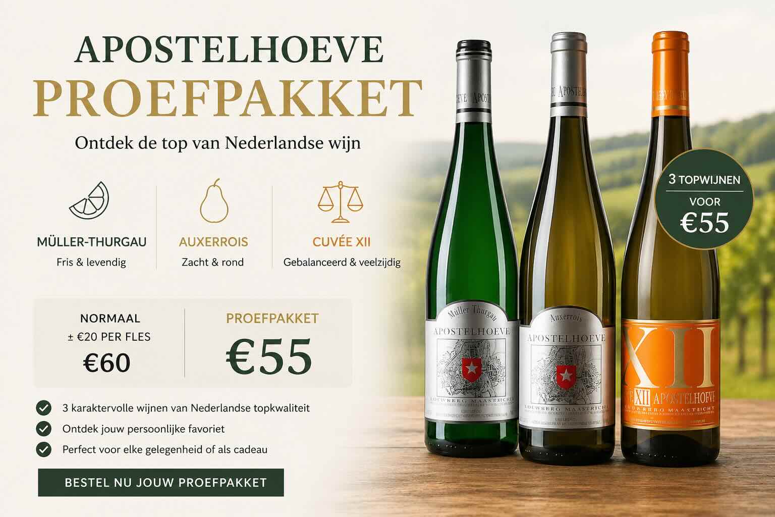 Beleefwijn proefpakket Apostelhoeve